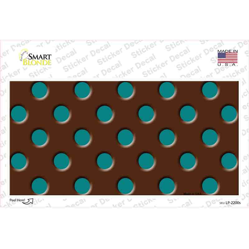 Teal Polka Dots Brown Novelty Sticker Decal