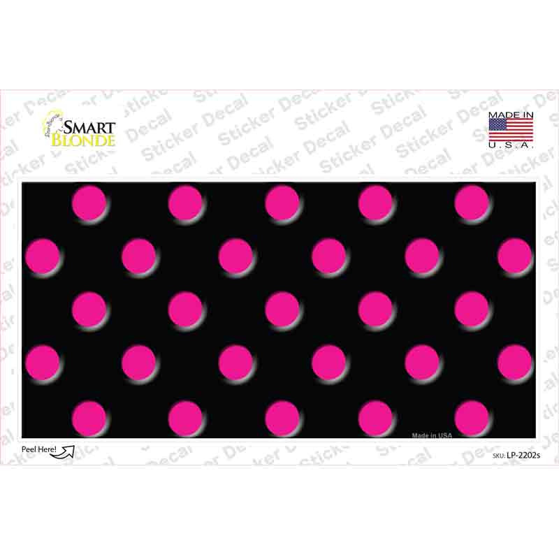 Hot Pink Polka Dots Black Novelty Sticker Decal