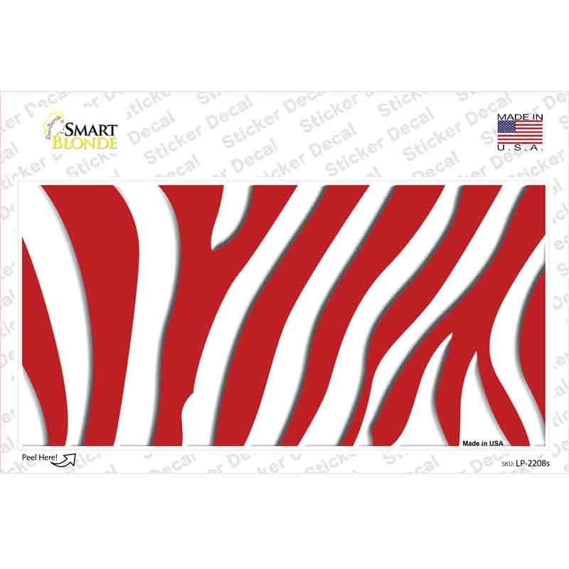Red White Zebra Novelty Sticker Decal