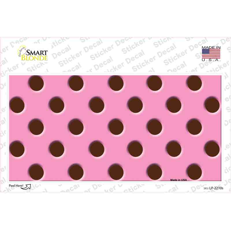 Chocolate Brown Polka Dots Pink Novelty Sticker Decal
