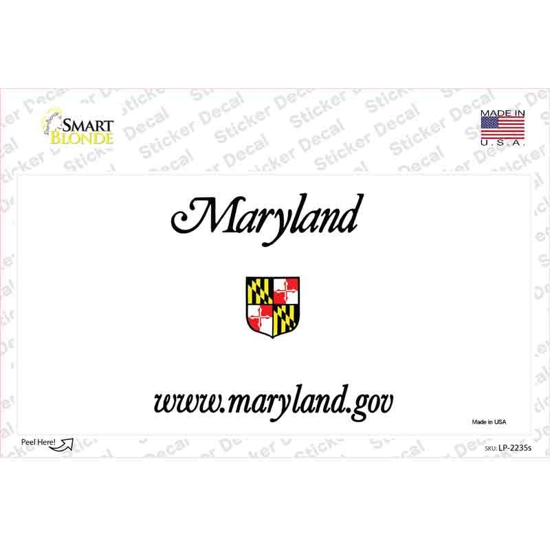 Maryland State Blank Novelty Sticker Decal