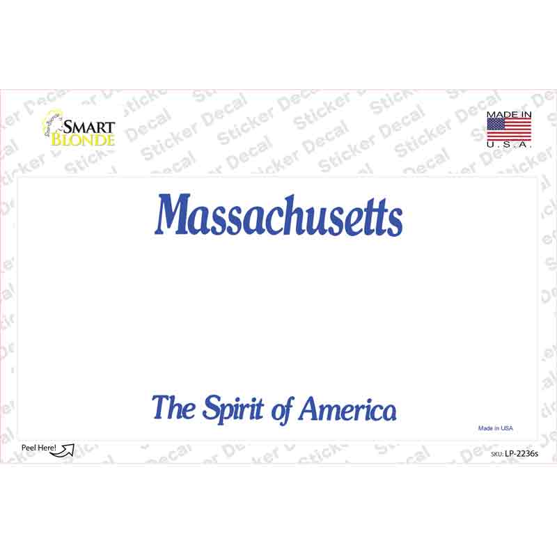 Massachusetts State Blank Novelty Sticker Decal