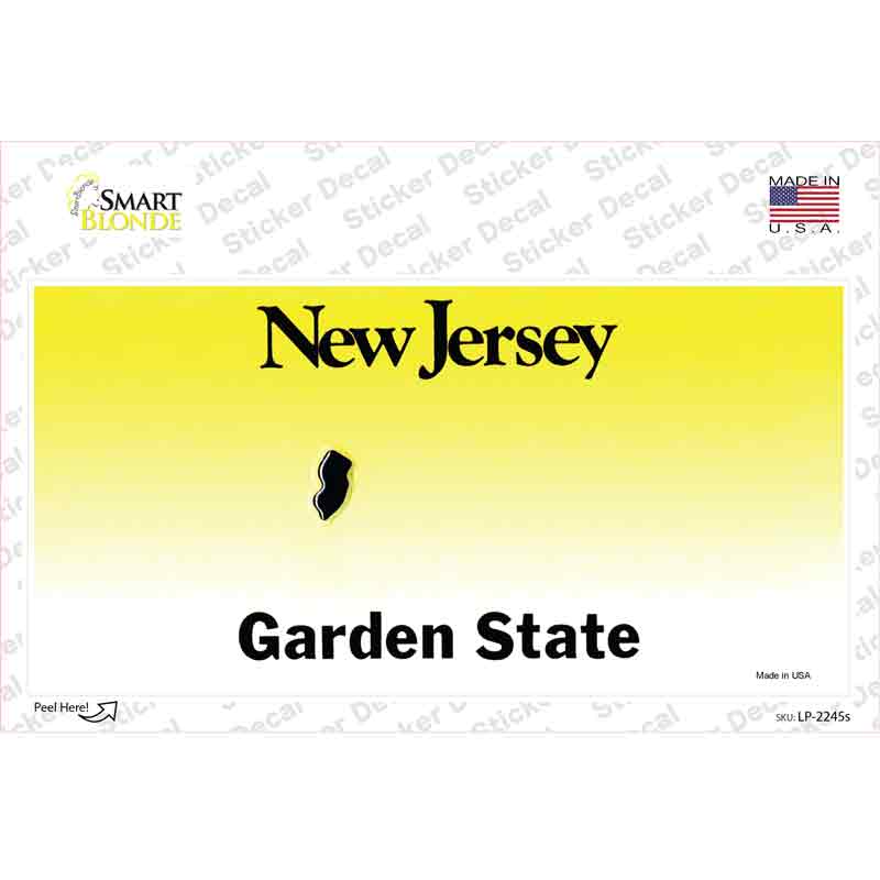 New Jersey State Blank Novelty Sticker Decal