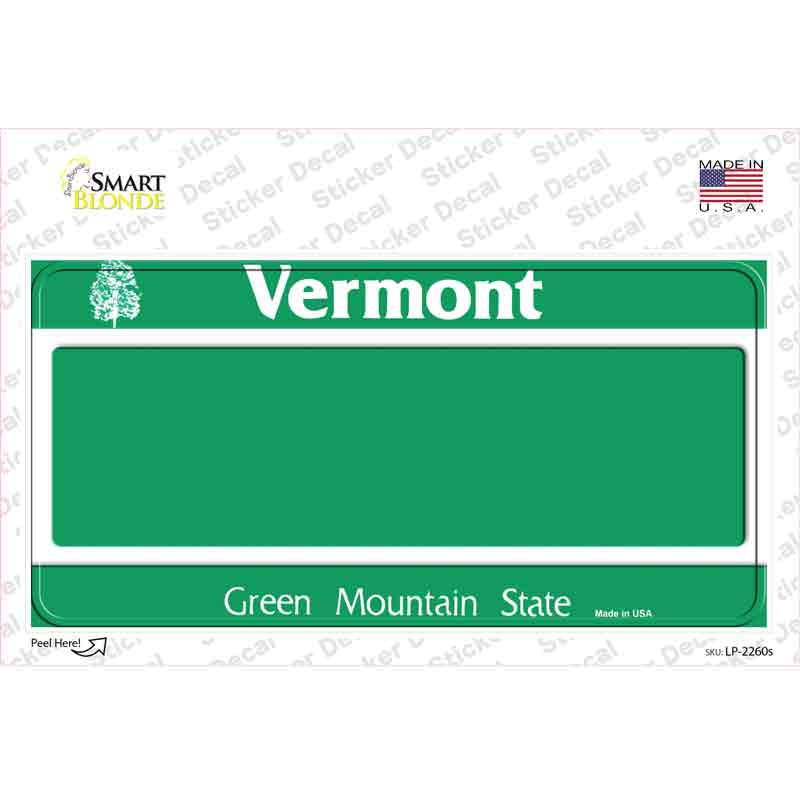 Vermont State Blank Novelty Sticker Decal