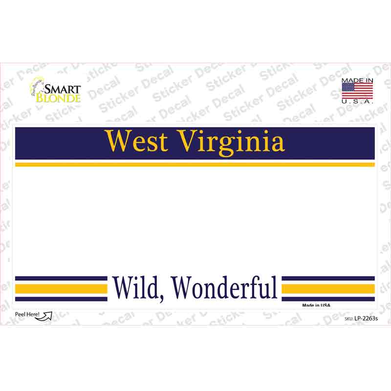 West Virginia State Blank Novelty Sticker Decal