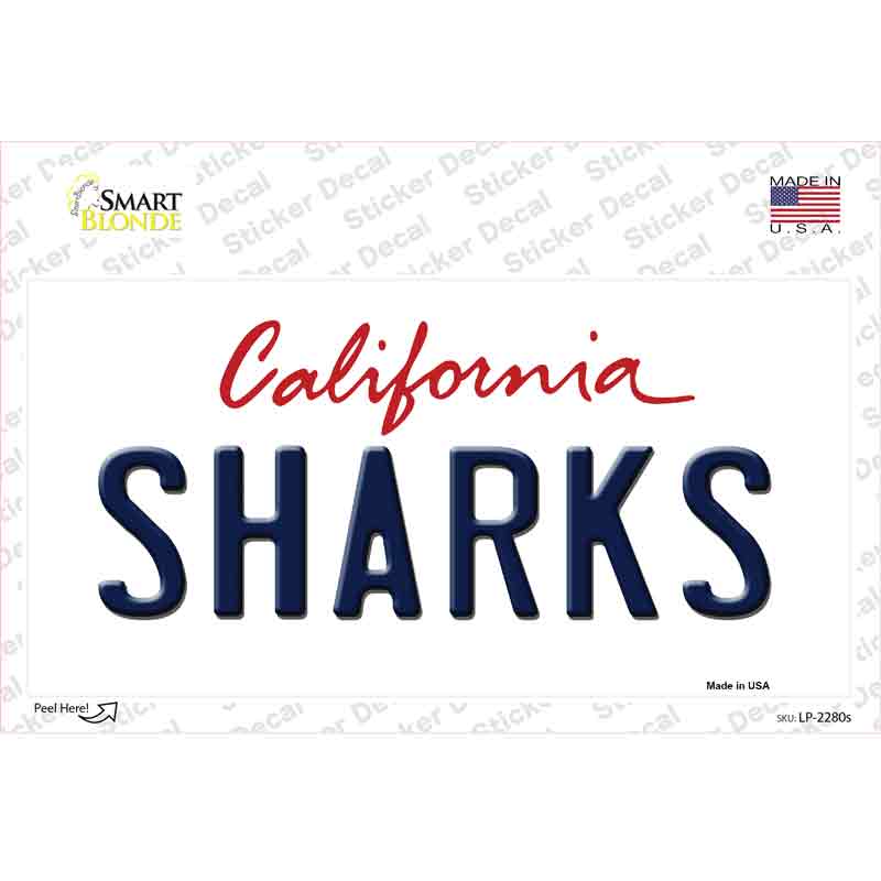 Sharks California State Novelty Sticker Decal