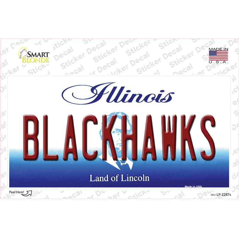 Blackhawks Illinois State Novelty Sticker Decal