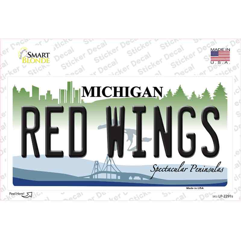 Redwings Michigan State Novelty Sticker Decal