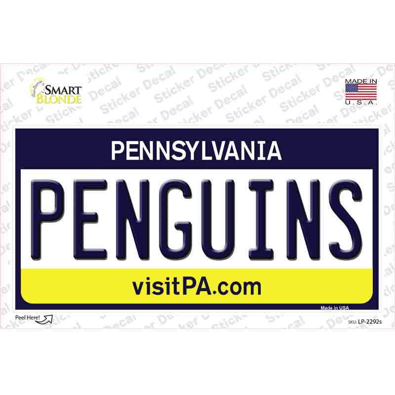 Penguins Pennsylvania State Novelty Sticker Decal