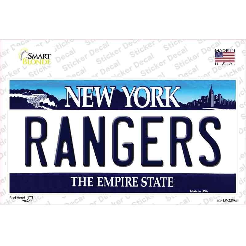 Rangers New York State Novelty Sticker Decal