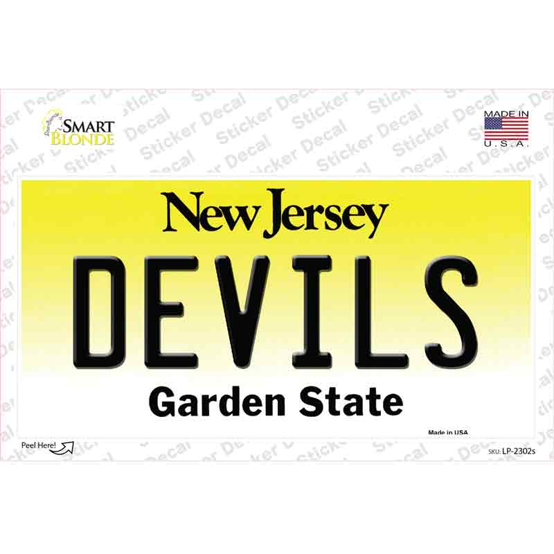 Devils New Jersey State Novelty Sticker Decal