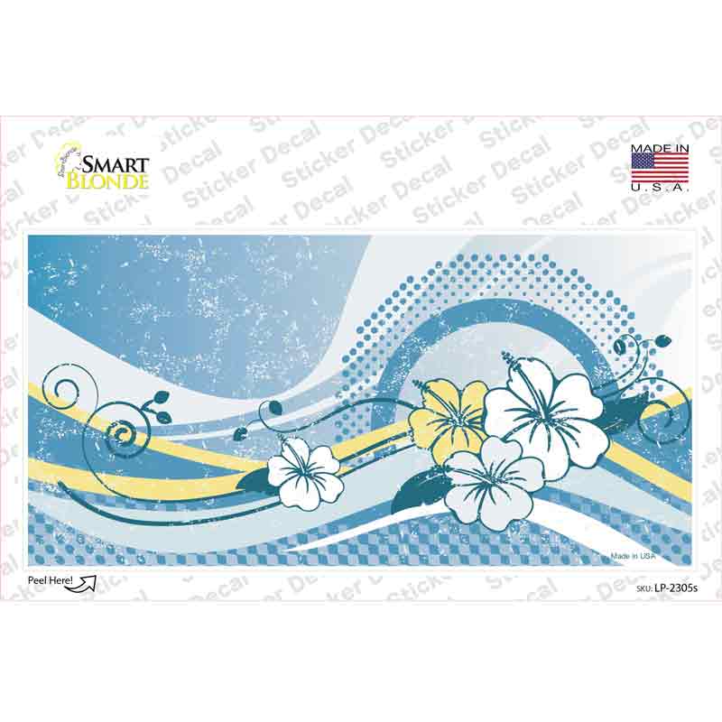 Blue Hawaii Hibiscus Novelty Sticker Decal