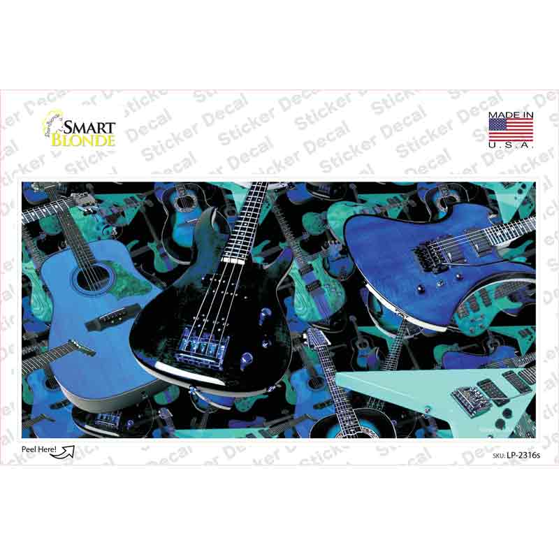 Guitars Blue Novelty Sticker Decal