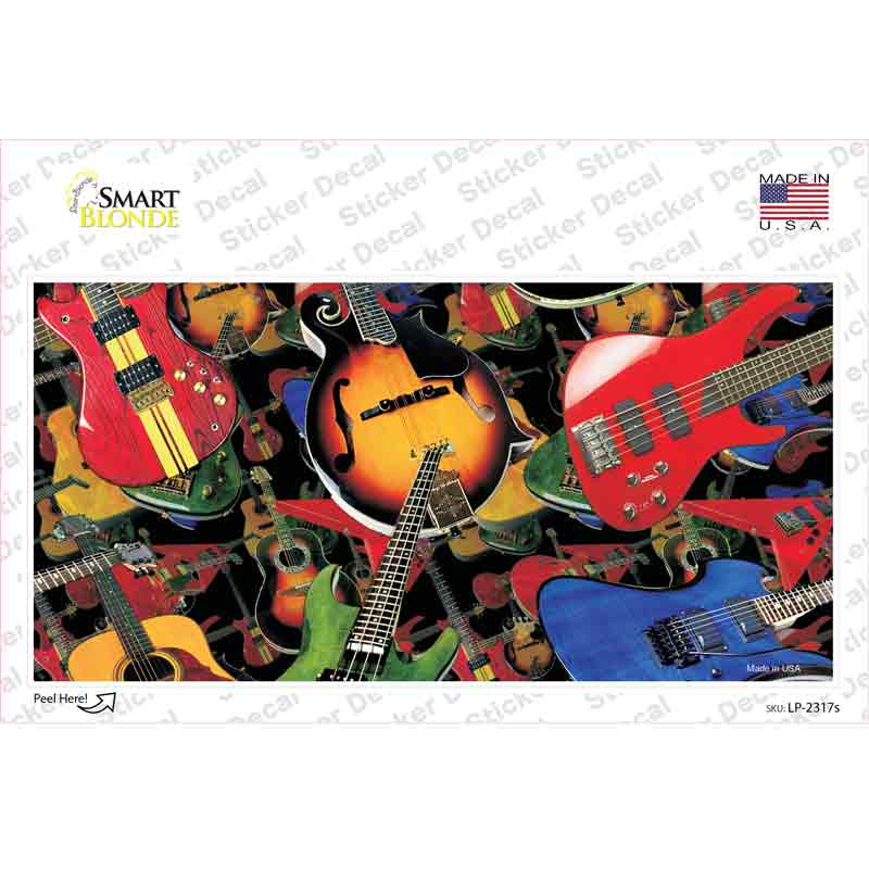 Guitars Black Novelty Sticker Decal