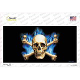 Blue Flame And Crossbones Novelty Sticker Decal