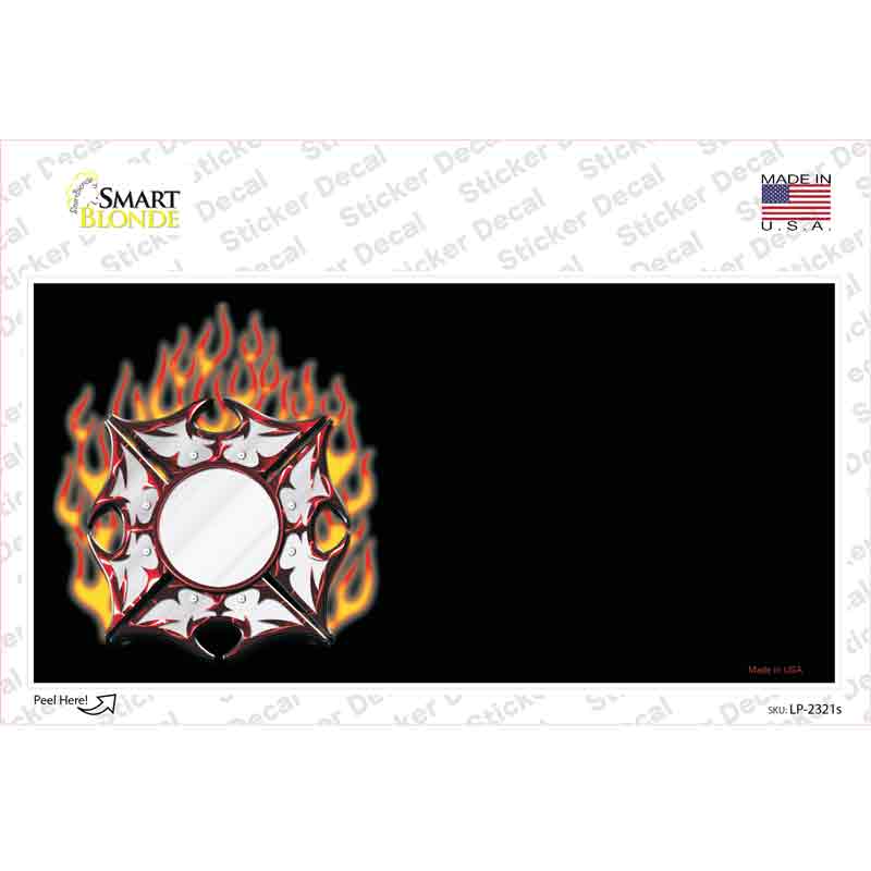 Fire Cross Offset Flat Novelty Sticker Decal