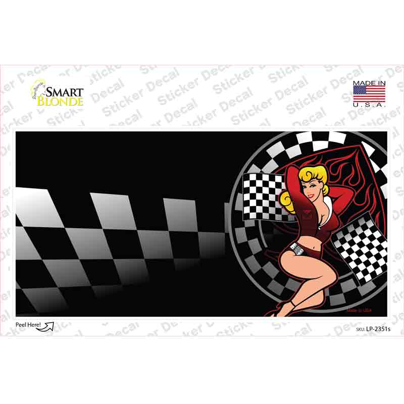 Racing Pin Up Girl Novelty Sticker Decal