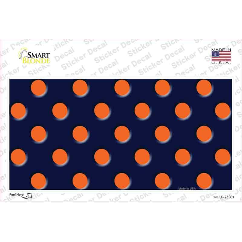 Orange Polka Dots Navy Blue Novelty Sticker Decal