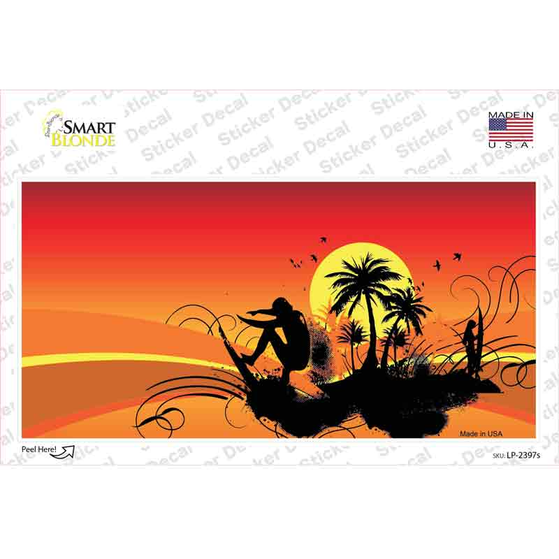 Sunset Surfer Novelty Sticker Decal