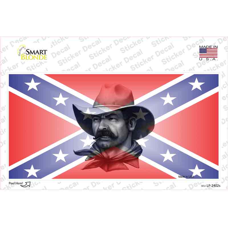 Confederate Flag Cowboy Novelty Sticker Decal