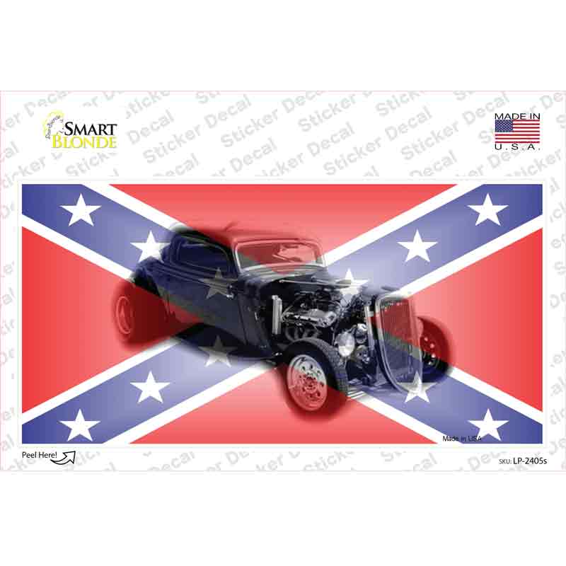Confederate Flag Hot Rod Novelty Sticker Decal