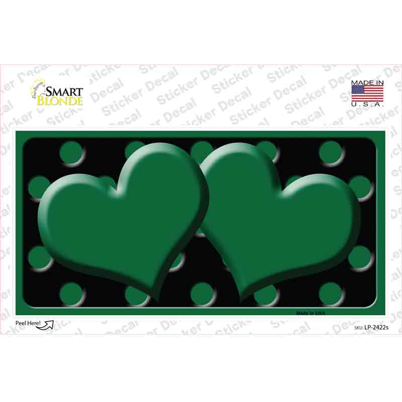 Green Black Polka Dot Green Center Hearts Novelty Sticker Decal
