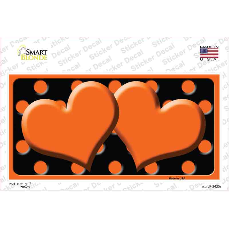Orange Black Polka Dot Orange Center Hearts Novelty Sticker Decal
