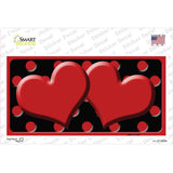 Red Black Polka Dot Red Center Hearts Novelty Sticker Decal