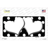 White Black Polka Dot Black Center Hearts Novelty Sticker Decal