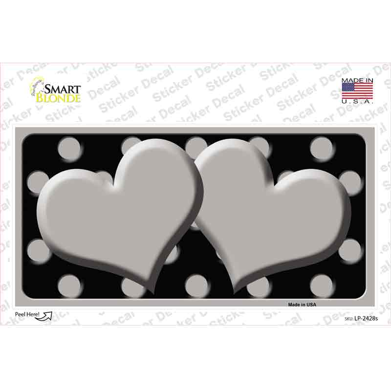 Grey Black Polka Dot Grey Center Hearts Novelty Sticker Decal