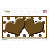 Brown White Polka Dot Brown Centered Hearts Novelty Sticker Decal