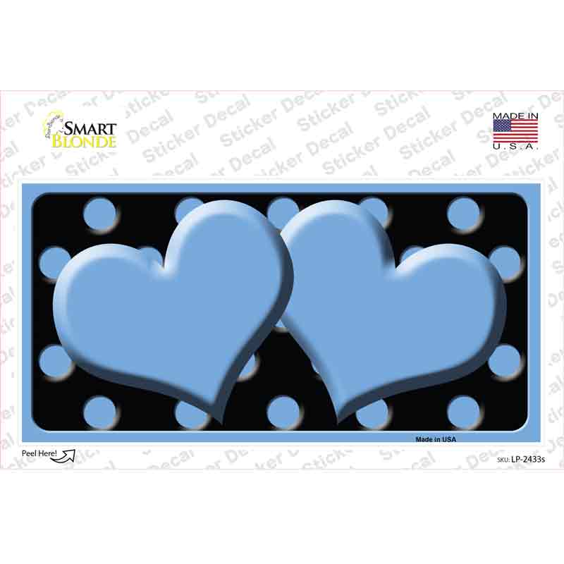 Light Blue Black Polka Dot Light Blue Centered Hearts Novelty Sticker Decal