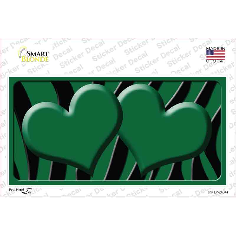 Green Black Zebra Green Centered Hearts Novelty Sticker Decal