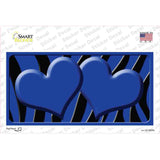 Blue Black Zebra Blue Centered Hearts Novelty Sticker Decal