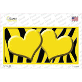 Yellow Black Zebra Yellow Centered Hearts Novelty Sticker Decal