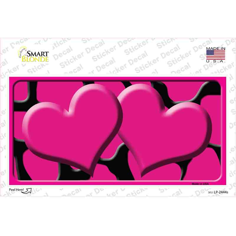 Pink Black Giraffe Pink Centered Hearts Novelty Sticker Decal