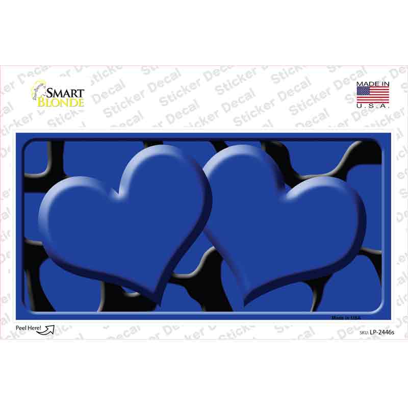 Blue Black Giraffe Blue Centered Hearts Novelty Sticker Decal