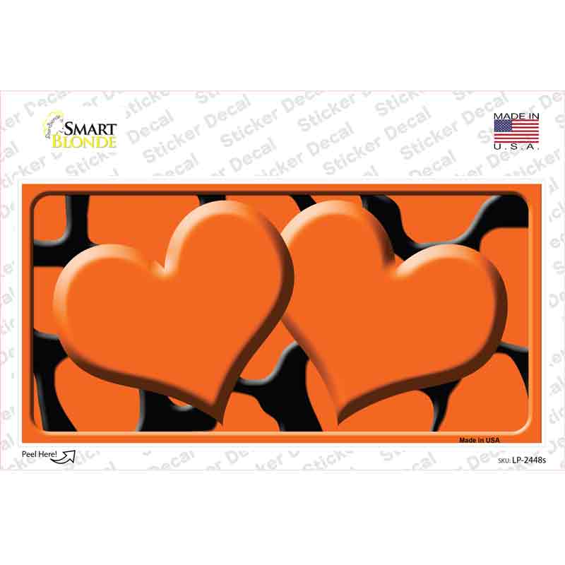 Orange Black Giraffe Orange Centered Hearts Novelty Sticker Decal