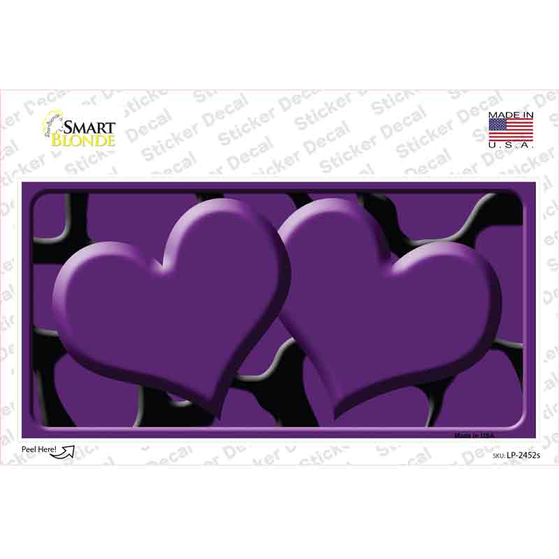 Purple Black Giraffe Purple Centered Hearts Novelty Sticker Decal
