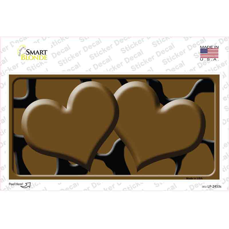 Brown Black Giraffe Brown Centered Hearts Novelty Sticker Decal