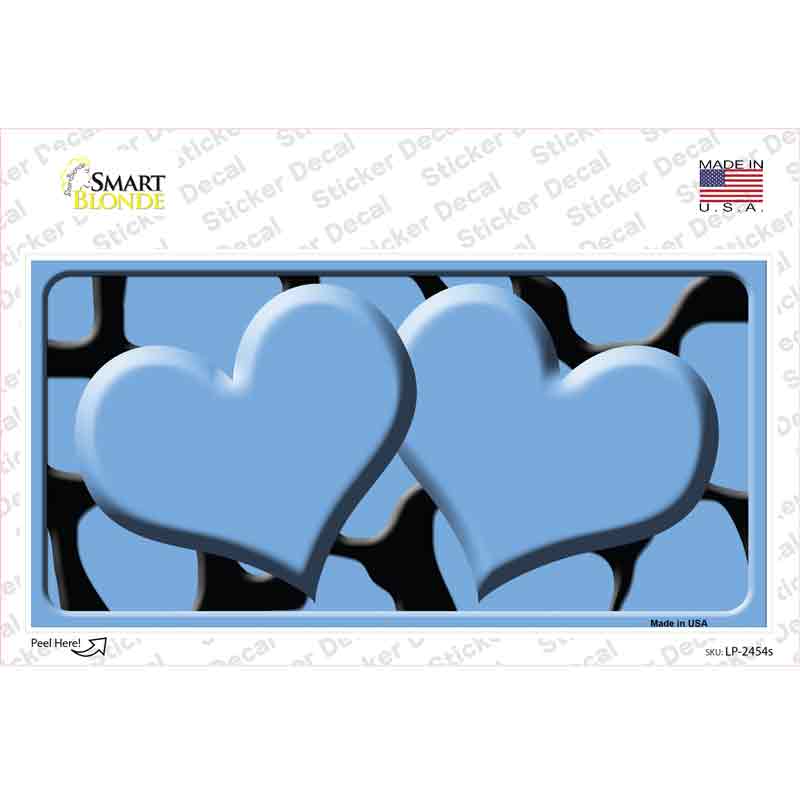 Light Blue Black Giraffe Light Blue Centered Hearts Novelty Sticker Decal