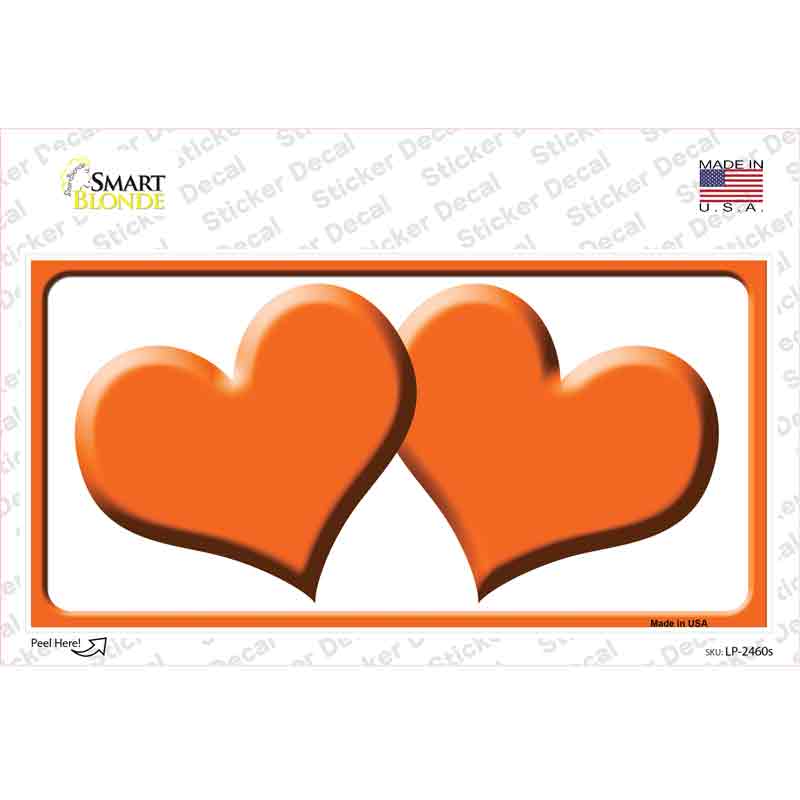 Solid Orange Centered Hearts White Novelty Sticker Decal