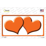 Solid Orange Centered Hearts White Novelty Sticker Decal