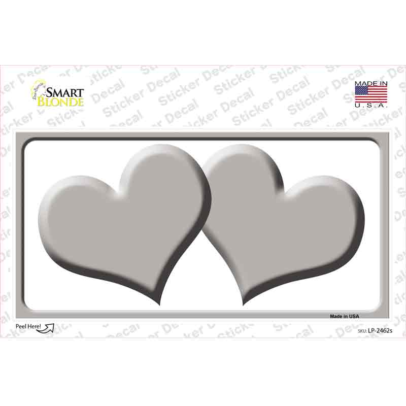 Solid Grey Centered Hearts White Novelty Sticker Decal