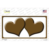 Solid Brown Centered Hearts White Novelty Sticker Decal