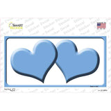 Solid Light Blue Centered Hearts White Novelty Sticker Decal