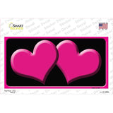 Solid Pink Centered Hearts Black Novelty Sticker Decal