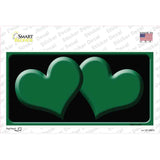 Solid Green Centered Hearts Black Novelty Sticker Decal