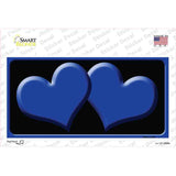 Solid Blue Centered Hearts Black Novelty Sticker Decal
