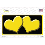 Solid Yellow Centered Hearts Black Novelty Sticker Decal